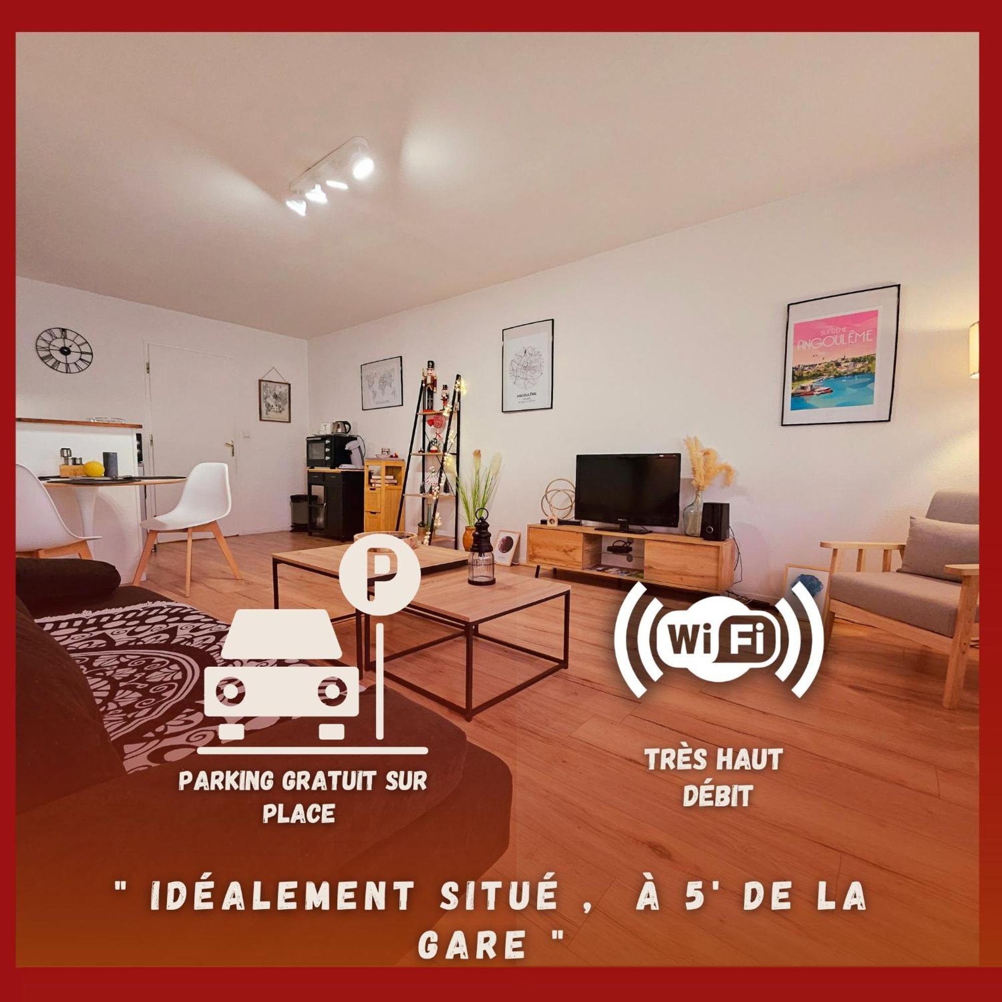 Appartement Cosy Proche Gare - Fibre Optique Et Parking Angoulême Exteriör bild